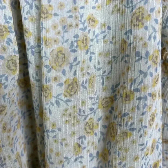 Free People Top  Sz S Off The Shoulders Peasant Embroidered Short Sleeves Sheer - Picture 9 of 10